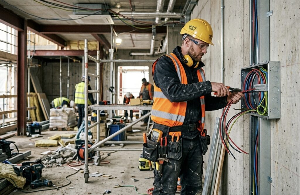 electrician working on a building site